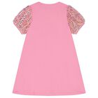 Girls Pink Heart Logo Sequins Dress, 1, hi-res