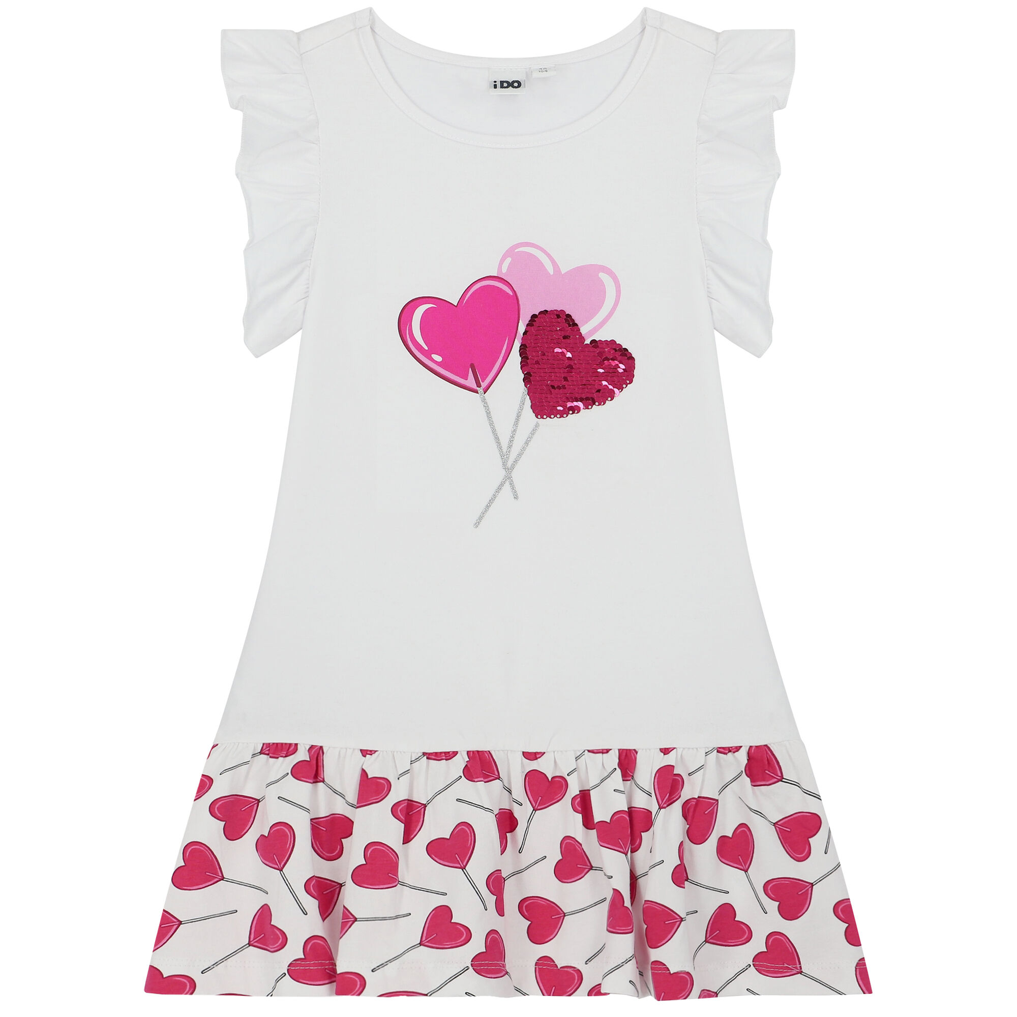 iDO Girls Pink White Sequin Heart Dress Junior Couture UAE