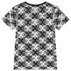 تي شيرت بشعار باللون أزرق داكن وعاجي للأولاد, 4, hi-res