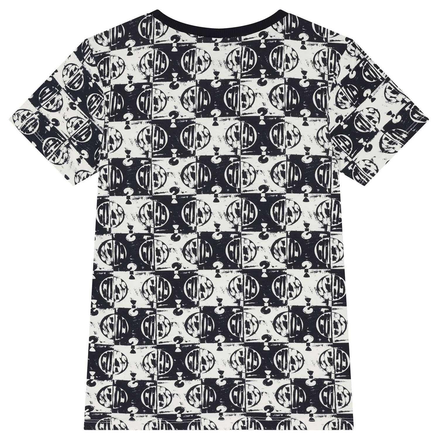 تي شيرت بشعار باللون أزرق داكن وعاجي للأولاد, 4, hi-res