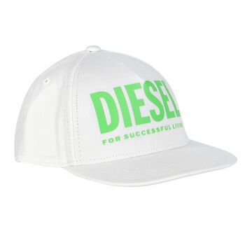 Boys White & Green Logo Cap