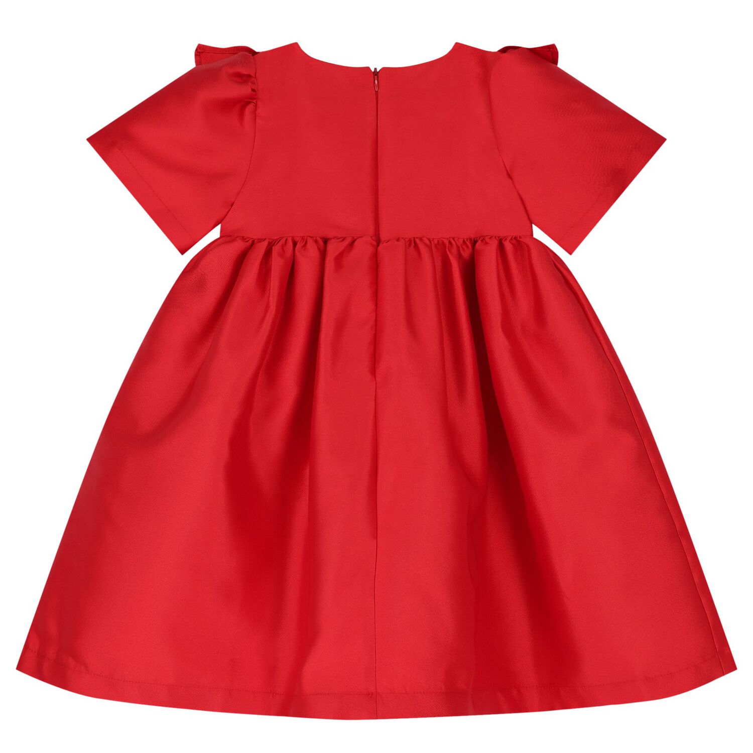 Girls Red Bow Satin Dress, 3, hi-res