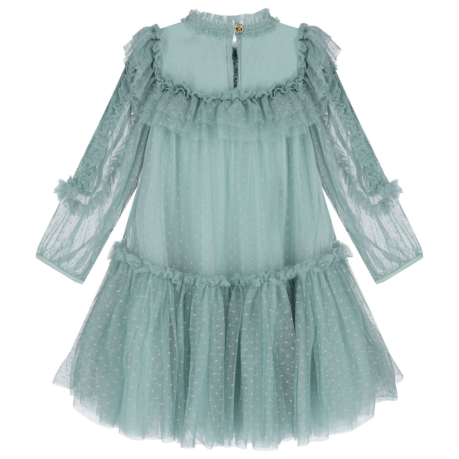 Girls Green Tulle Dress, 1, hi-res