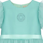 فستان بنات تول ساتان باللون الأكوا, 1, hi-res