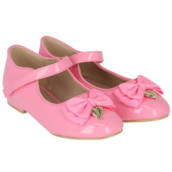 حذاء باليرينا بفيونكة باللون الوردي للبنات