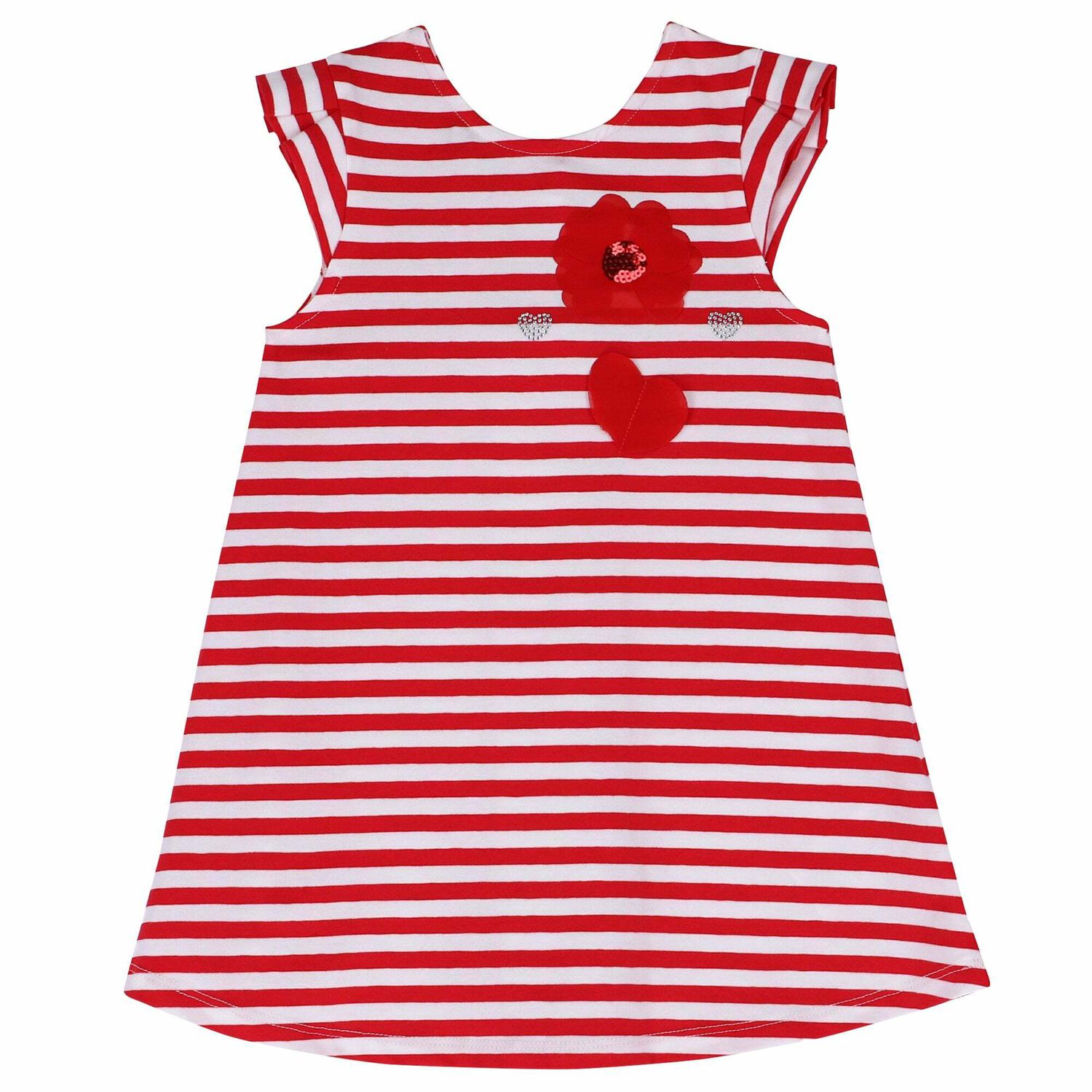 فستان باللون الابيض و الاحمر للبنات, 1, hi-res