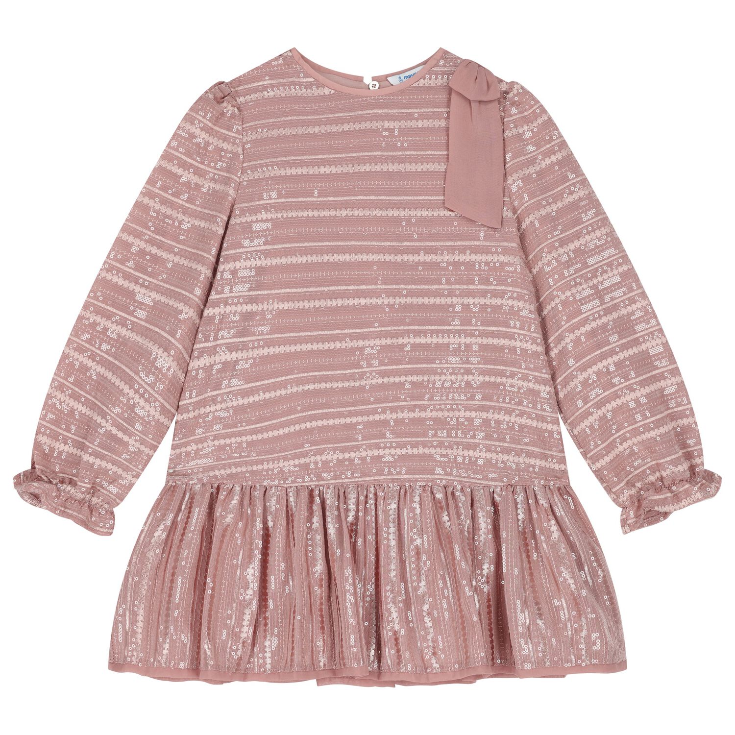 Girls Pink Chiffon Sequin Dress, 1, hi-res