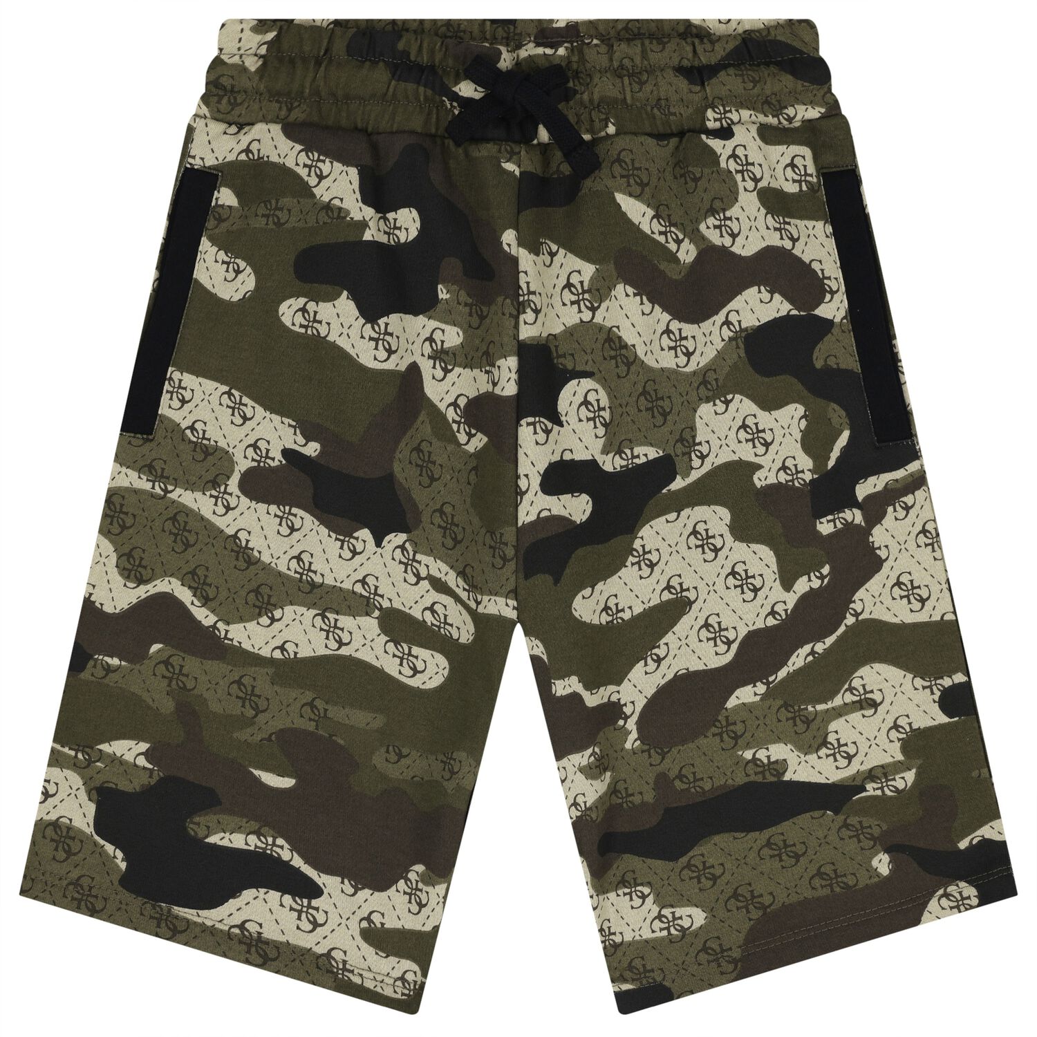 Boys Green Logo Camouflage Shorts, 1, hi-res