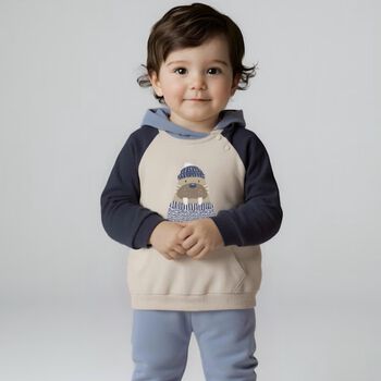 Younger Boys Beige & Blue 3 Piece Tracksuit