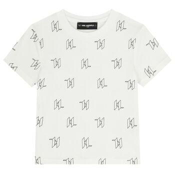 تيشيرت باللون الأبيض بشعار للأولاد