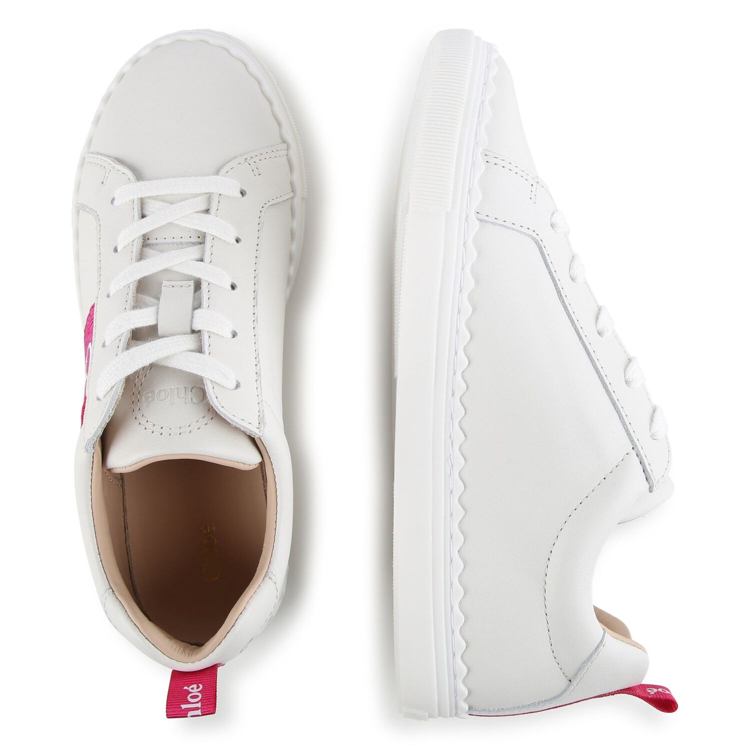 Gilrs Ivory & Pink Logo Trainers, 1, hi-res image number null