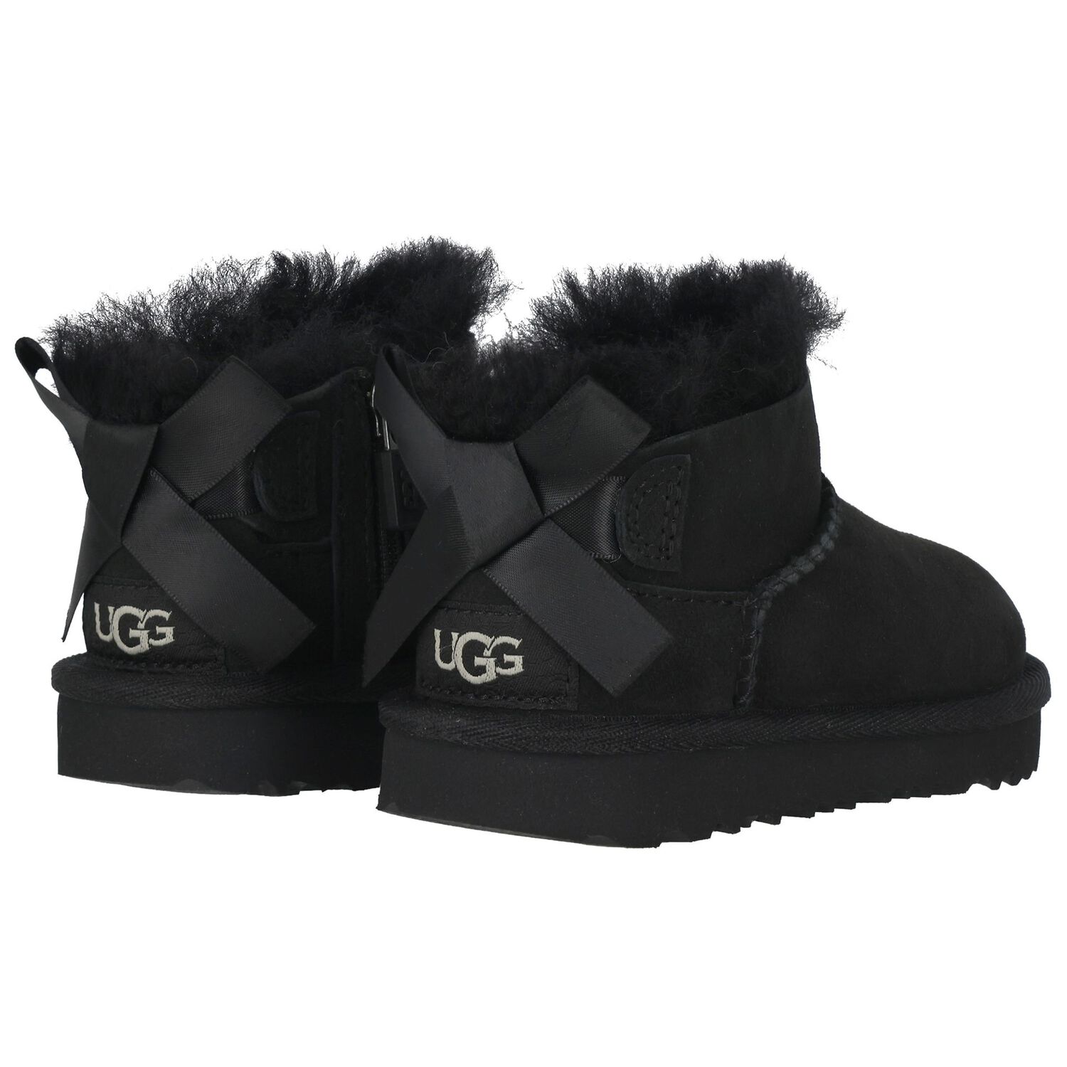 Younger Girls Black Ultra Mini Bailey Bow Boots, 1, hi-res