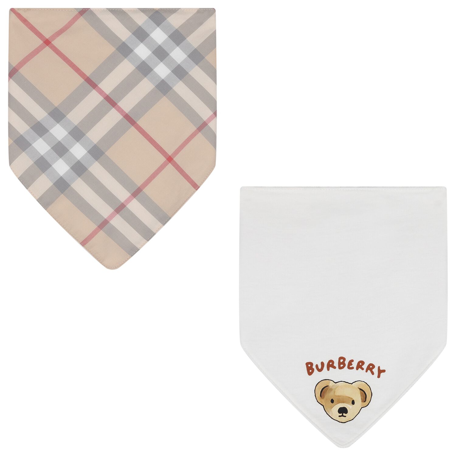 White & Beige Checked Bibs ( 2-Pack ), 1, hi-res