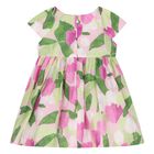 Younger Girls Green & Purple Floral Dress, 2, hi-res