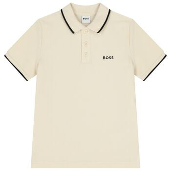 Boys Mini Me Ivory Logo Polo Shirt