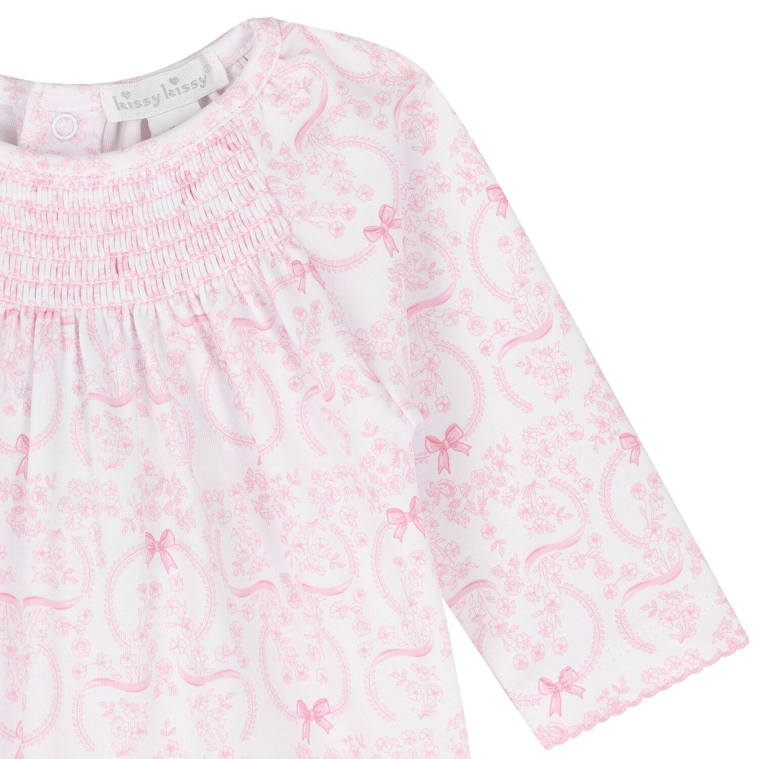  Baby Girls White & Pink Delicate Blooming Bow Babygrow, 1, hi-res