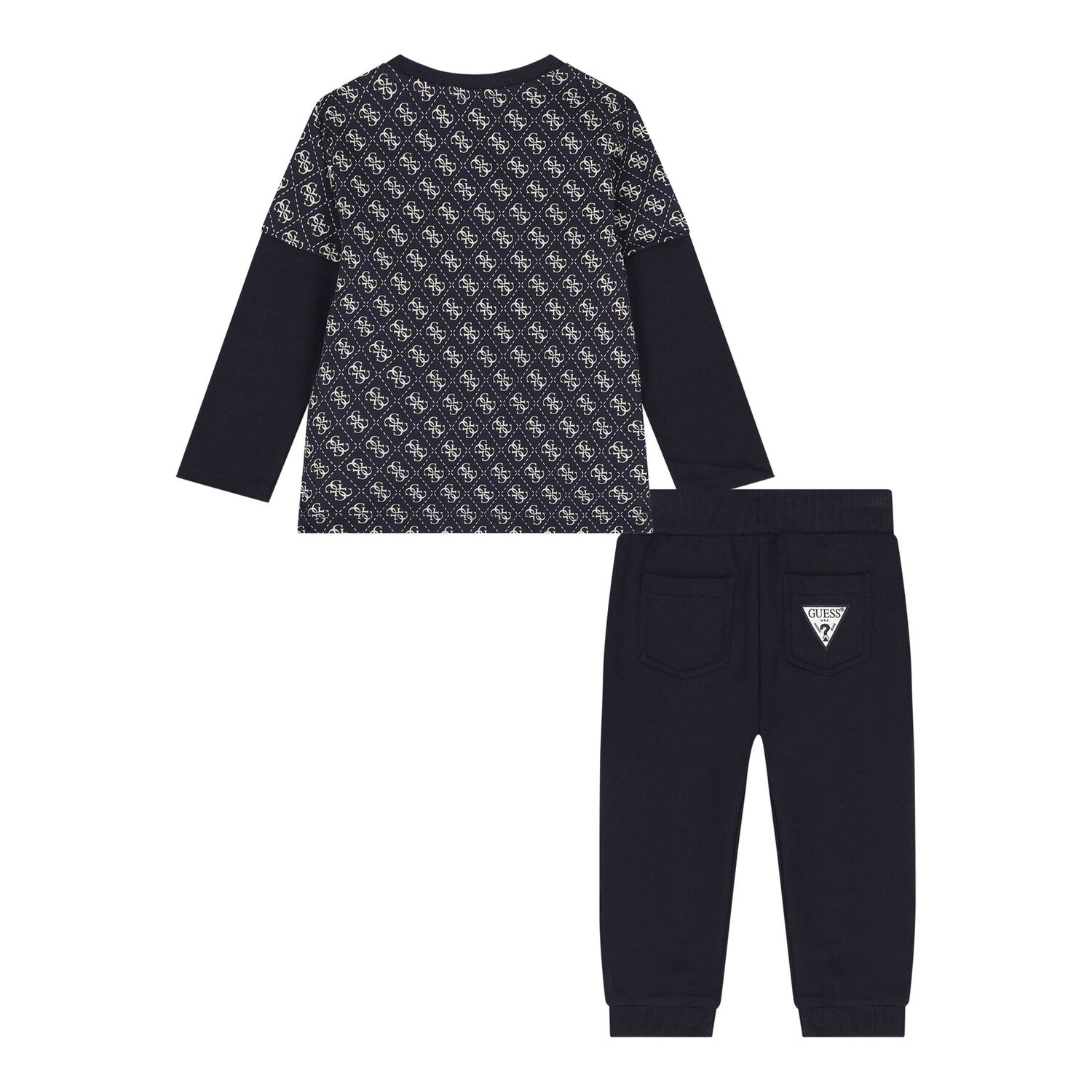 Baby Boys Navy Blue Logo Trouser Set, 2, hi-res
