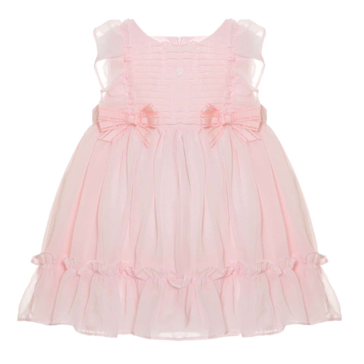 Baby Girls Pink Chiffon Bow Dress, 2, hi-res image number null