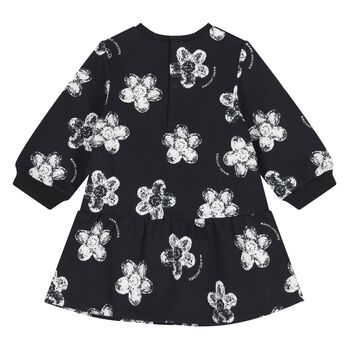 Younger Girls Black Flower Dress