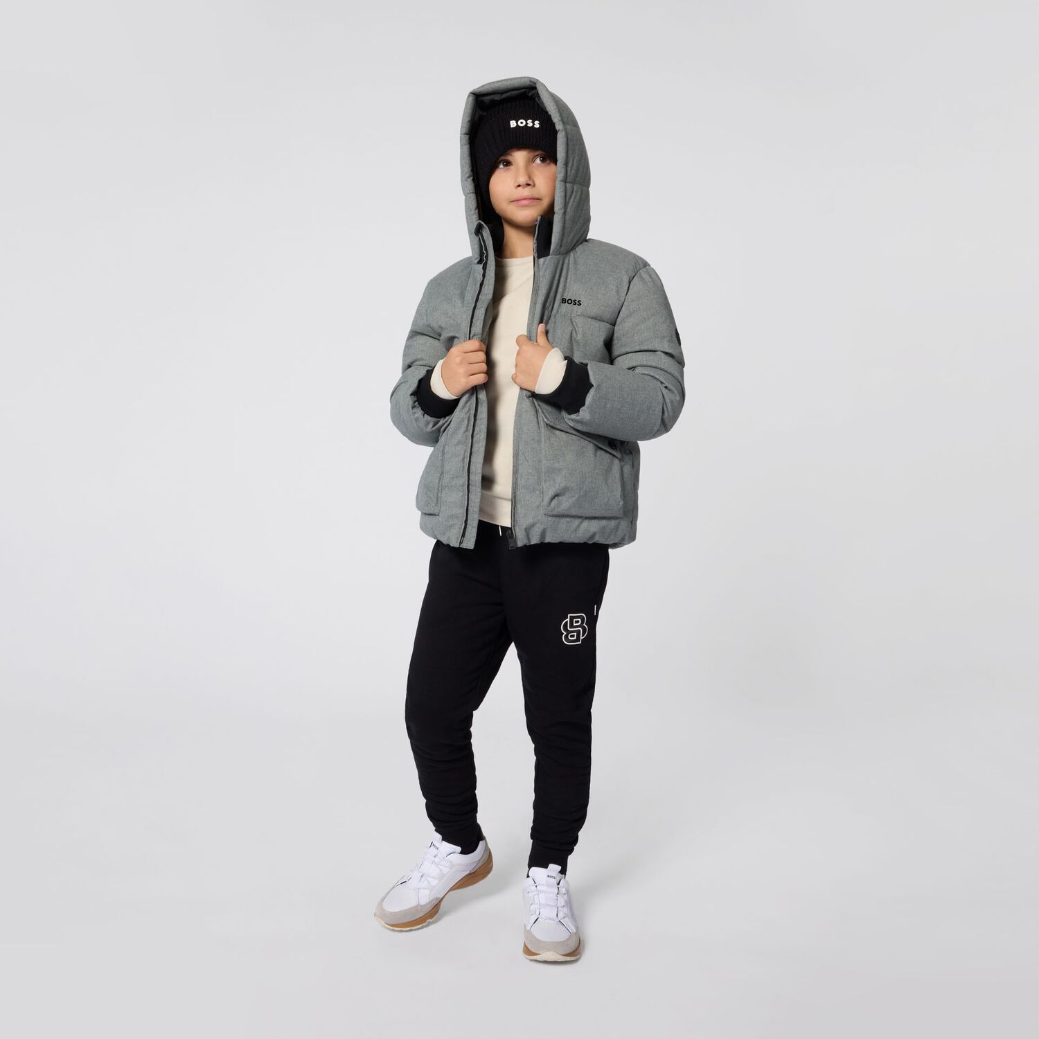 Boys Black Logo Joggers, 1, hi-res