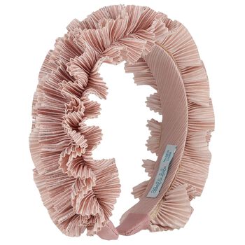 Girls Pink Pleated Ruffled Headband