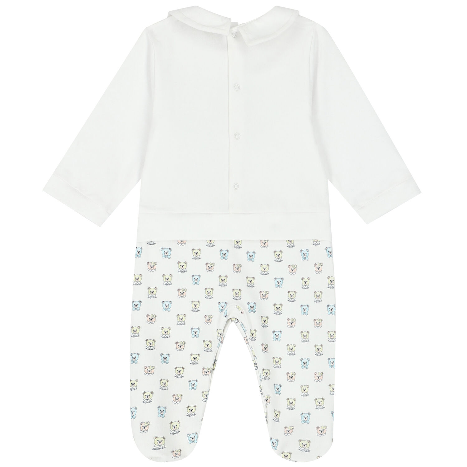 White Teddy Bear Logo Babygrow, 1, hi-res