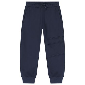Boys Navy Blue Logo Joggers
