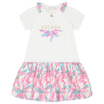 Girls White Logo Dress