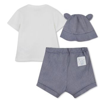 Baby Boys White & Blue Tiger Shorts Set