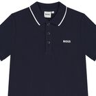 Boys Navy Blue Logo Polo Shirt, 3, hi-res