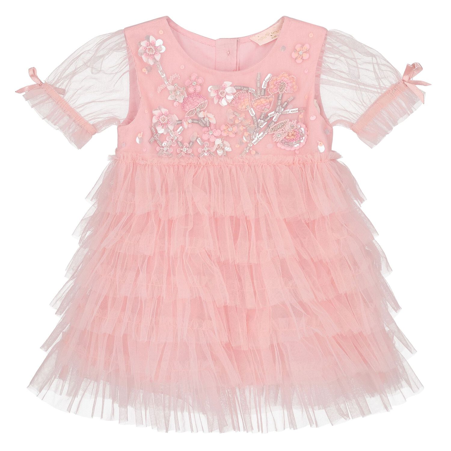 Baby Girls Pink Sequins Tulle Dress Set, 1, hi-res image number null
