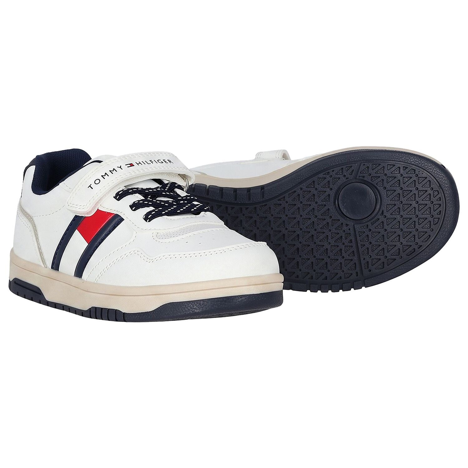 Boys White Logo Trainers, 1, hi-res