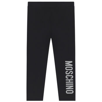 Younger Girls Black Logo Leggings
