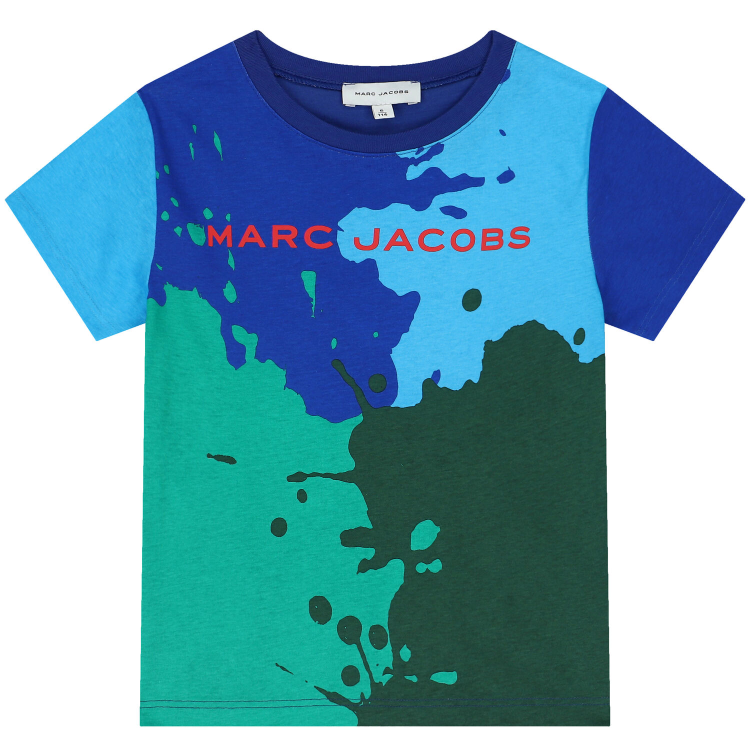 تيشيرت أولاد بالشعار باللون الأزرق والأخضر, 1, hi-res