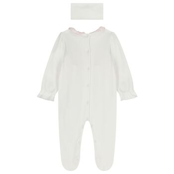 Baby Girls Ivory & Pink Babygrow & Headband Set