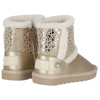 Girls Gold Faux Leather Boots