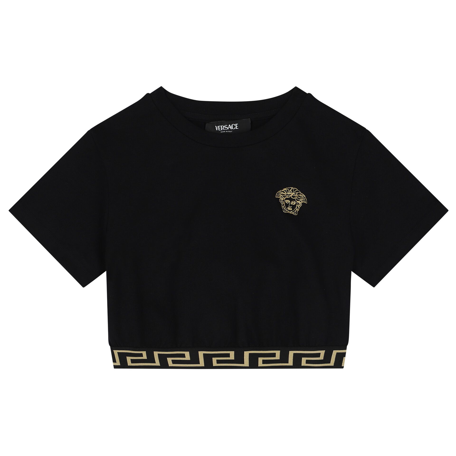 Versace Girls Black Logo T Shirt Junior Couture UAE