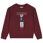 Boys Burgundy Teddy Bear Logo Sweatshirt, 2, hi-res