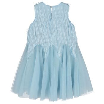Girls Blue Fringed Dress