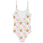 مايوة بنات بطبعة دونات باللون الأبيض, 1, hi-res