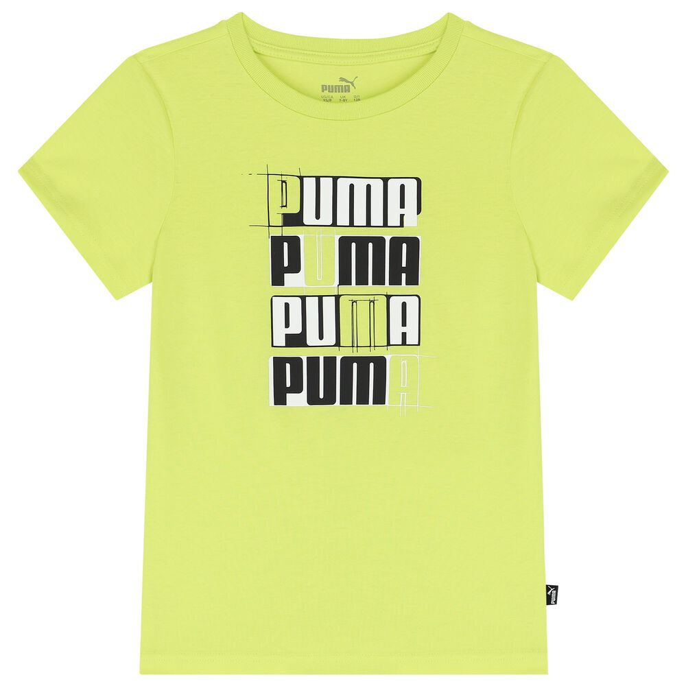 Puma Boys Neon Yellow Logo T-Shirt | Junior Couture UAE