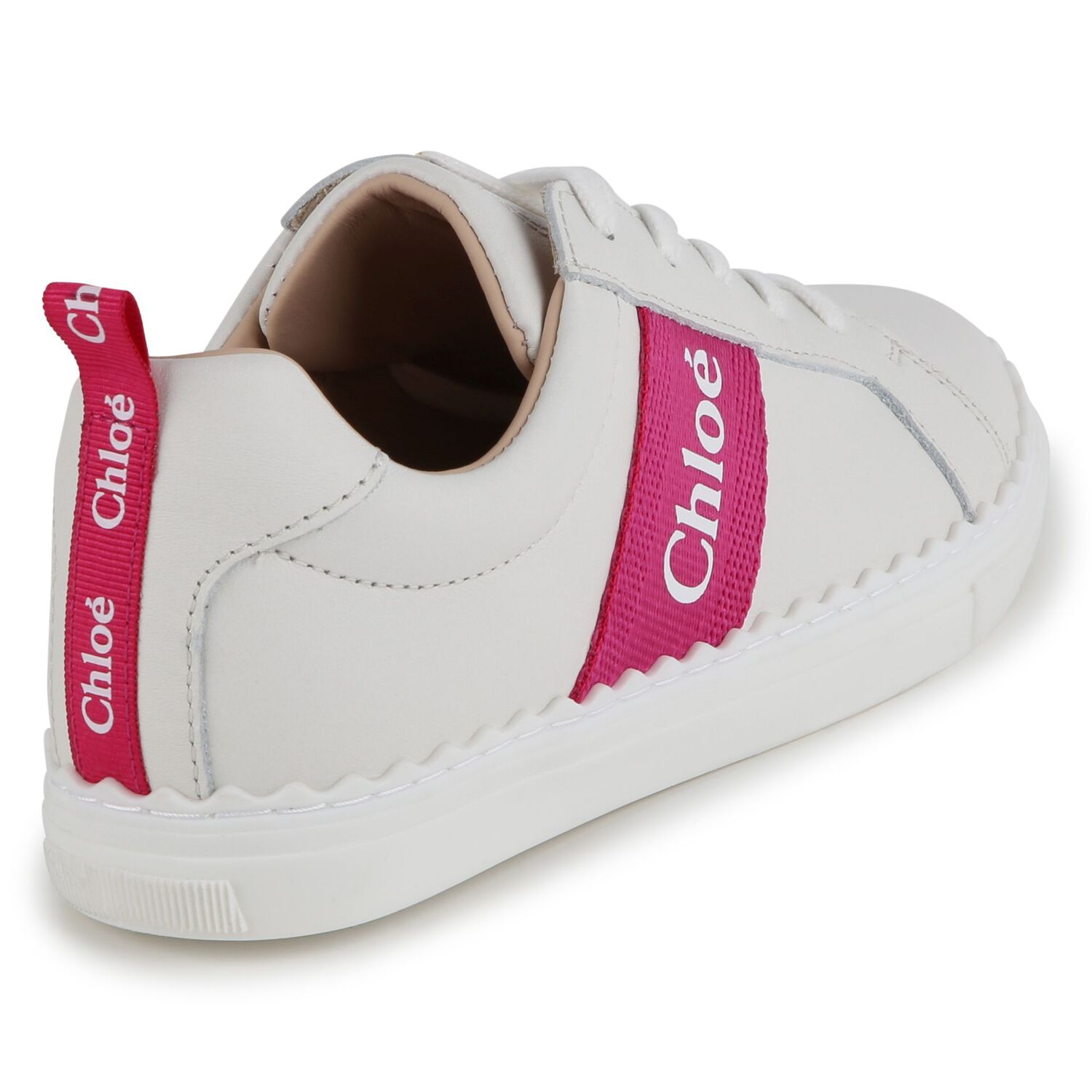 Gilrs Ivory & Pink Logo Trainers, 1, hi-res image number null