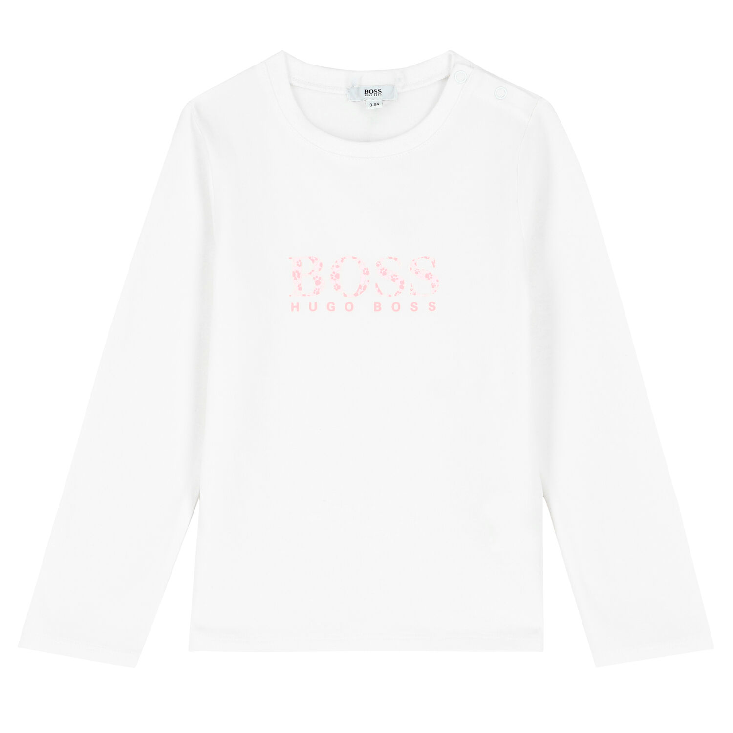 Baby Girls White Logo Long Sleeve Top, 1, hi-res