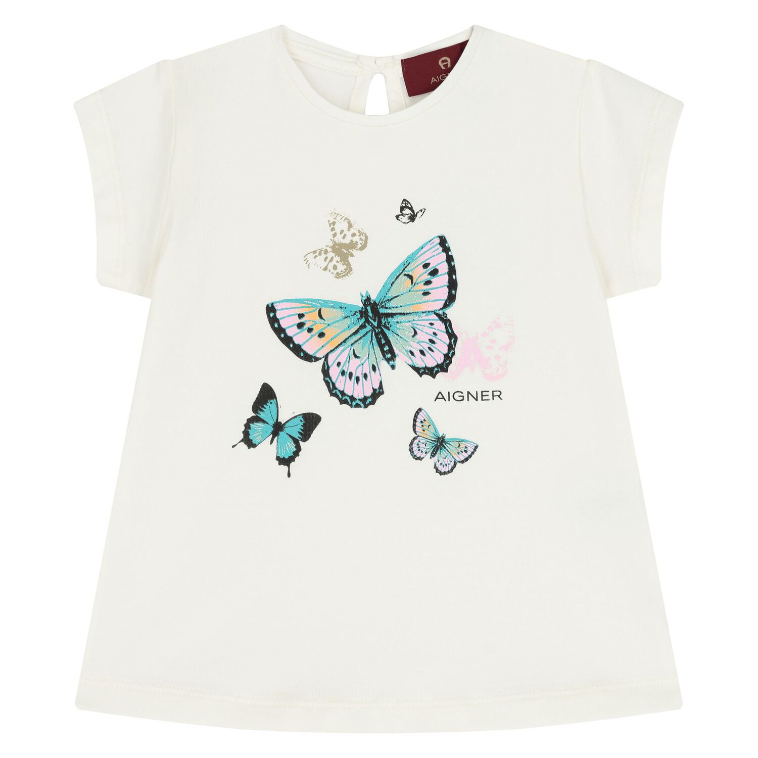 Younger Girls Ivory & Green Butterfly Shorts Set, 1, hi-res