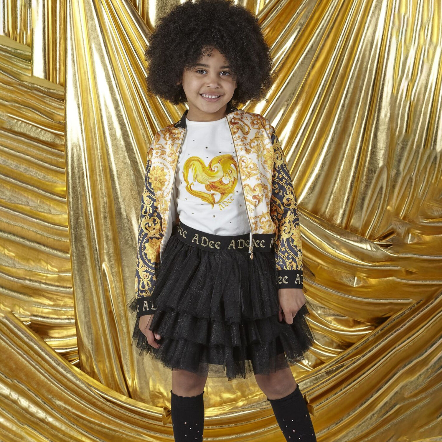 Girls Black & White Logo Skirt Set, 1, hi-res image number null