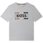 Boys Grey & Black Logo Shorts & T-Shirt Set, 1, hi-res