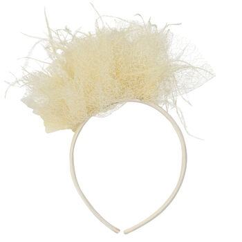 Girls Ivory Tulle & Feather Hairband