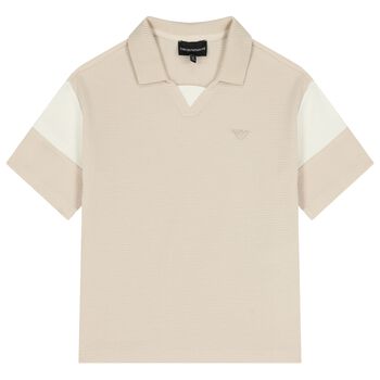 Boys Beige Logo Polo Shirt