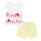 Baby Girls White & Yellow Floral Shorts Set, 1, hi-res