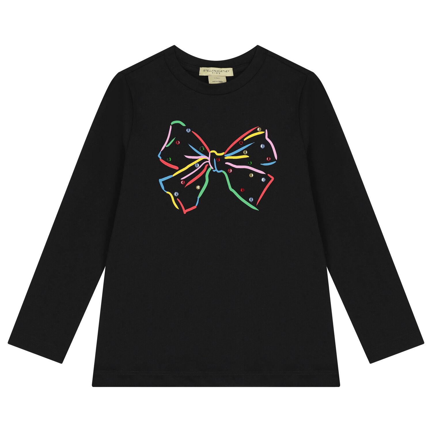 Girls Black Embellished Long Sleeve Top, 1, hi-res